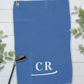 Eenvoudige Monogrammed Modern Blauw Wit Golfhanddoek