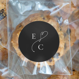 Eenvoudige Monogrammed Modern Couples Initialen Lo Ronde Sticker