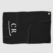 Eenvoudige Monogrammed Modern Zwart & Wit Golfhanddoek (Horizontaal)