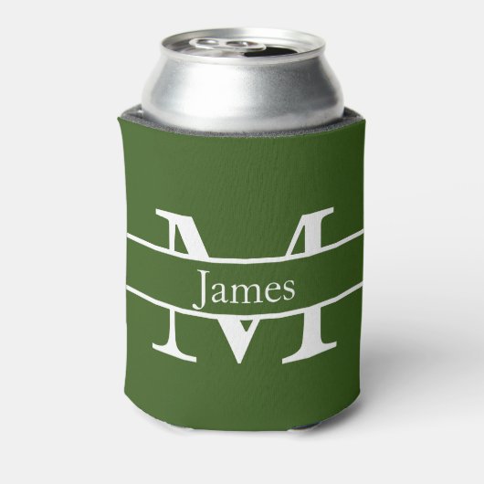 Eenvoudige Monogrammed Naam Gepersonaliseerde Koel Blikjeskoeler (Blikje Achterkant)