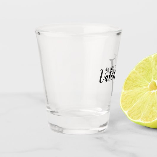 Eenvoudige monogrammed naam shot glas (Links)