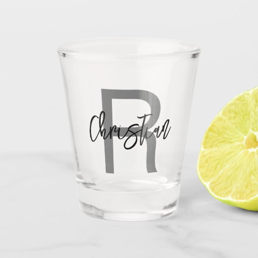 Eenvoudige monogrammed Typografie-naam op maat Shot Glas (Voorkant)