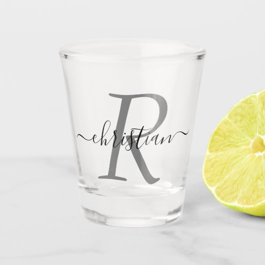 Eenvoudige monogrammed Typografie-naam op maat Shot Glas (Voorkant)
