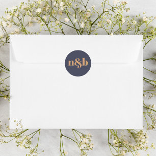 Eenvoudige Monogrammed Wedding Envelope Seal Ronde Sticker