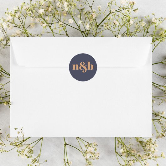 Eenvoudige Monogrammed Wedding Envelope Seal Ronde Sticker
