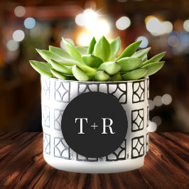 Eenvoudige Monogrammed Zwart-wit bruiloft Ronde Sticker