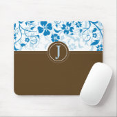 Eenvoudige monogrammen Baby Blue Mousepad Muismat (Met muis)