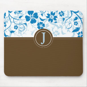 Eenvoudige monogrammen Baby Blue Mousepad Muismat