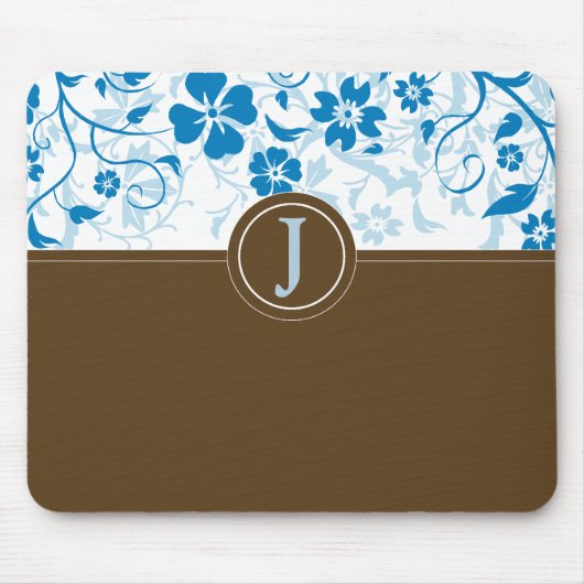 Eenvoudige monogrammen Baby Blue Mousepad Muismat (Voorkant)