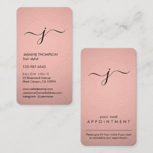 Eenvoudige monogrammen Faux Roos Gold Foil Vertica Afsprakenkaartje