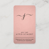 Eenvoudige monogrammen Faux Roos Gold Foil Vertica Afsprakenkaartje (Achterkant)