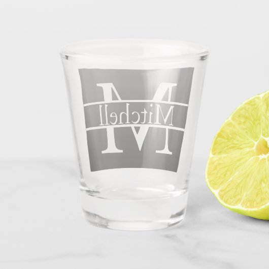 Eenvoudige monogrammen Naam Gepersonaliseerd Shot Glas (Achterkant)
