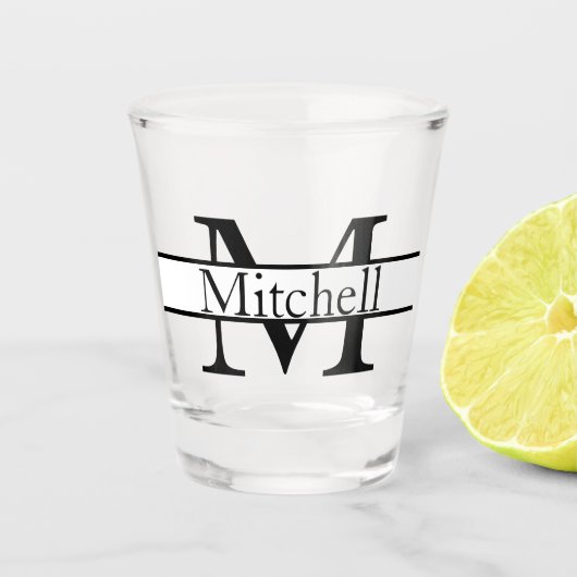 Eenvoudige monogrammen Naam Gepersonaliseerd Shot Glas (Voorkant)