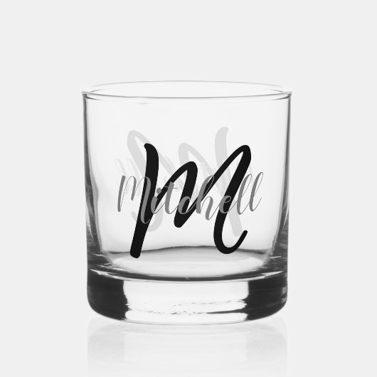 Eenvoudige monogrammen Naam Gepersonaliseerd Whisky Glas (Achterkant)