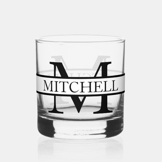 Eenvoudige monogrammen Naam Gepersonaliseerd Whisky Glas (Achterkant)