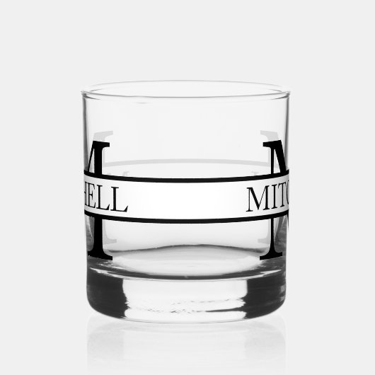 Eenvoudige monogrammen Naam Gepersonaliseerd Whisky Glas (Rechts)