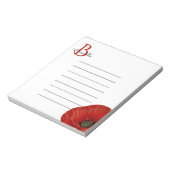 Eenvoudige monogrammen, rode papaveruitgelijnd notitieblok (Linkerzijde)