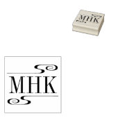 Eenvoudige Monogrammet Initialen met Krullen Rubberstempel (Gestempeld)