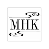 Eenvoudige Monogrammet Initialen met Krullen Rubberstempel (Afrduk)