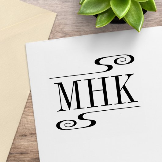 Eenvoudige Monogrammet Initialen met Krullen Rubberstempel