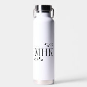 Eenvoudige Monogrammet Initialen met Krullen Waterfles (Voorkant)