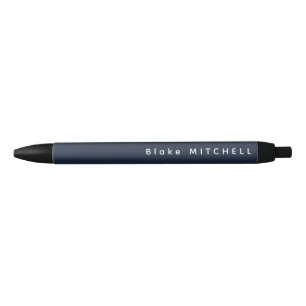 Eenvoudige Monogramnaam Navyblauw Uniek Zwarte Inkt Pen