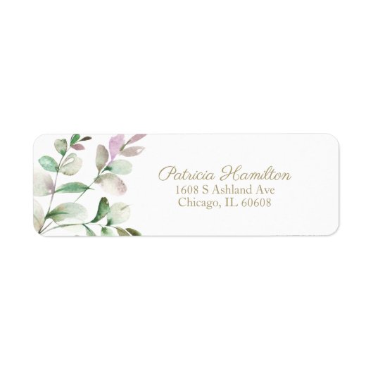 Eenvoudige Mooie Aquarel Eucalyptus Groene La Etiket (Voorkant)