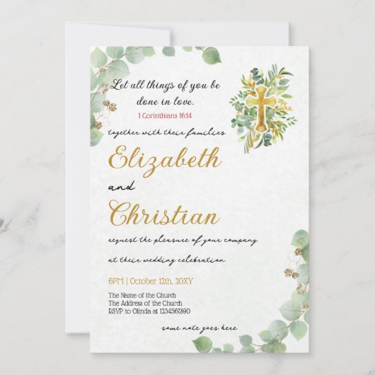 Eenvoudige mooie Christelijke bruiloft Kaart (Voorkant)