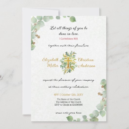 Eenvoudige mooie Christelijke bruiloft uitnodiging (Voorkant)