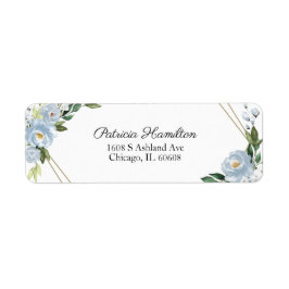 Eenvoudige Mooie Geometrische Stof Blauw Bloemmoti Etiket