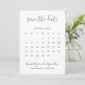 Eenvoudige Mooie Mintgroene Hart Kalender Trouw Save The Date (Staand voorkant)