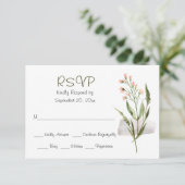 Eenvoudige mooie roze aquarel bloemen trouw-RSVP RSVP Kaartje (Staand voorkant)
