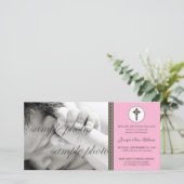 Eenvoudige & Mooie Roze Doop Uitnodiging (Staand voorkant)