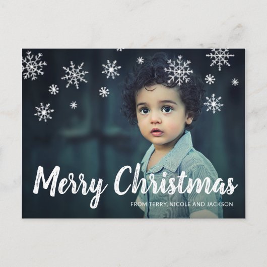 Eenvoudige Mooie Sneeuwvlokken Moderne Kerst Feestdagenkaart (Voorkant)