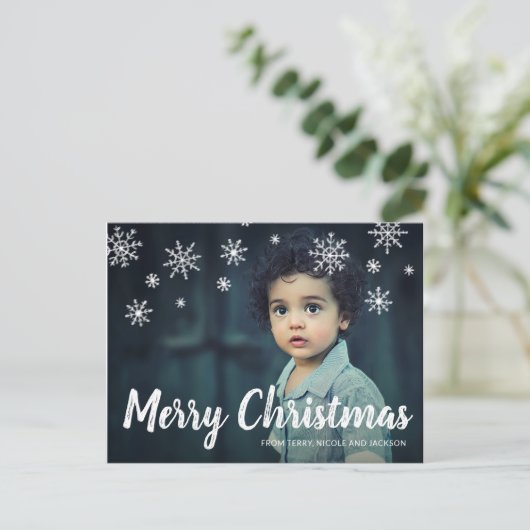 Eenvoudige Mooie Sneeuwvlokken Moderne Kerst Feestdagenkaart (Staand voorkant)