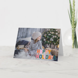 Eenvoudige Mooie Volledige Foto Kleurrijke Typogra Feestdagen Kaart