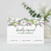 Eenvoudige Morning Glory Waterverf Handfasting RSVP Kaartje (Staand voorkant)