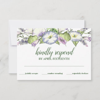 Eenvoudige Morning Glory Waterverf Handfasting RSVP Kaartje