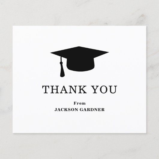 Eenvoudige Mortar Board Budget Afstuderen Dank u (Voorkant)
