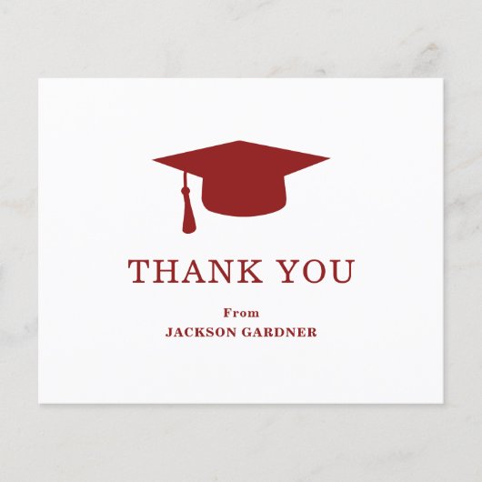 Eenvoudige Mortar Board Budget Afstuderen Dank u (Voorkant)