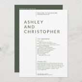 Eenvoudige Mos Groene Geïsoleerde Namen Huwelijksc Programmakaart (Voorkant / Achterkant)