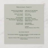 Eenvoudige Mos & Sage Groene Monogram Huwelijkscer Programmakaart (Achterkant)