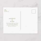Eenvoudige Moss Groene Monogram Bruiloft Save the  Briefkaart (Achterkant)