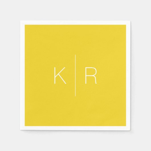 Eenvoudige Mosterd Gele Monogram Bruiloft Servette Servet (Voorkant)