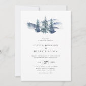 Eenvoudige Mountain Pine Tree Winter bruiloft Kaart (Voorkant)