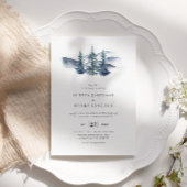 Eenvoudige Mountain Pine Tree Winter bruiloft Kaart