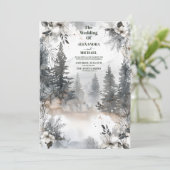 Eenvoudige Mountain Pine Tree Winter bruiloft Kaart (Staand voorkant)
