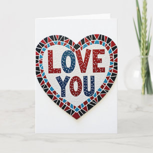 Eenvoudige Mozaïek Liefde Hart Kaart