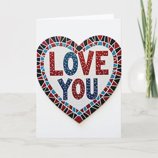 Eenvoudige Mozaïek Liefde Hart Kaart (Voorkant)