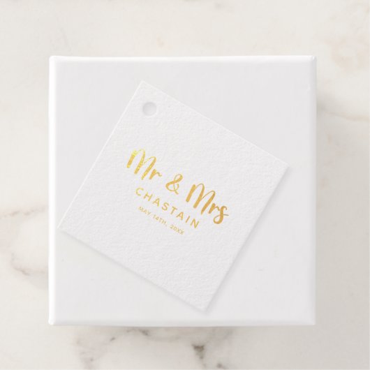 Eenvoudige Mr & Mrs | Bruiloft Monogram Bedankjes Labels (Met doos)